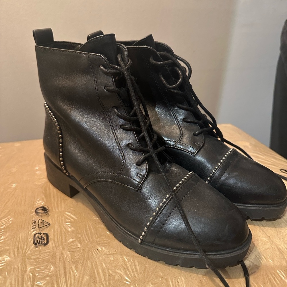 Aldo black real Leather Ankle Boots
